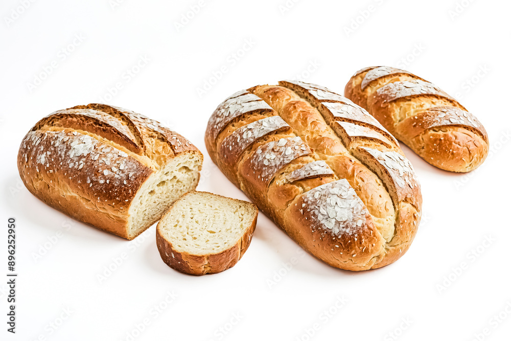 Freshly Baked Bread Isolated on White Background Freshly Baked Bread Isolated on White Background