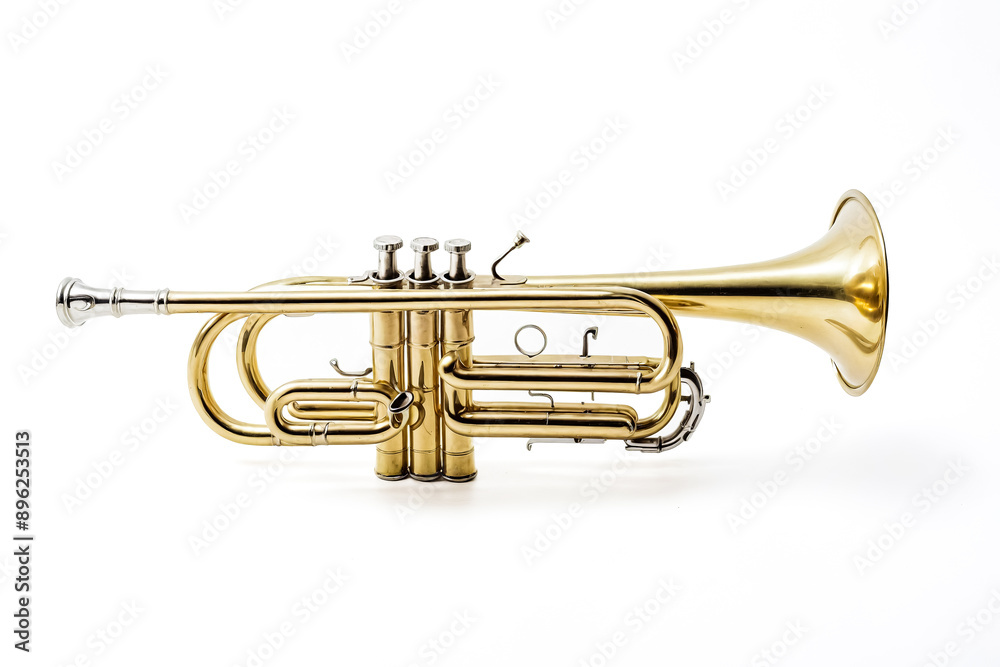 Fototapeta premium Golden trumpet on white background