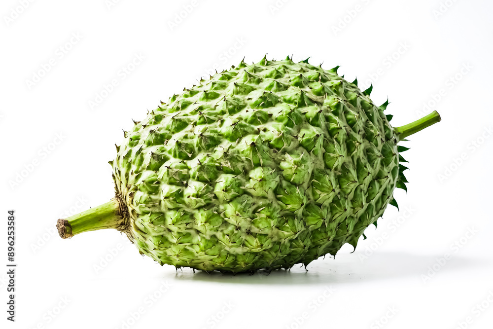 Green Spiky Fruit Isolated on White Background Green Spiky Fruit Isolated on White Background