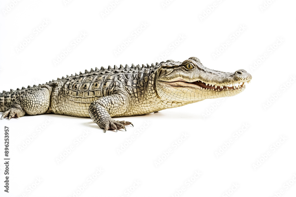 Naklejka premium Alligator with Open Mouth Isolated on White Background