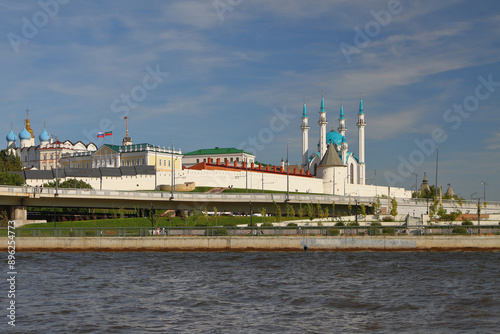 River, embankment and ancient fortress. Kazan, Tatarstan, Russia