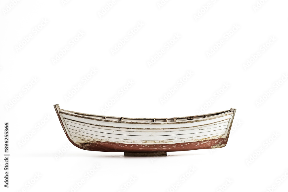 Obraz premium Old wooden boat isolated on white background