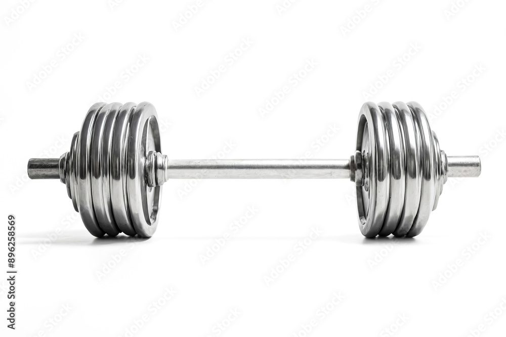 Silver Barbell Isolated on White Background Silver Barbell Isolated on White Background