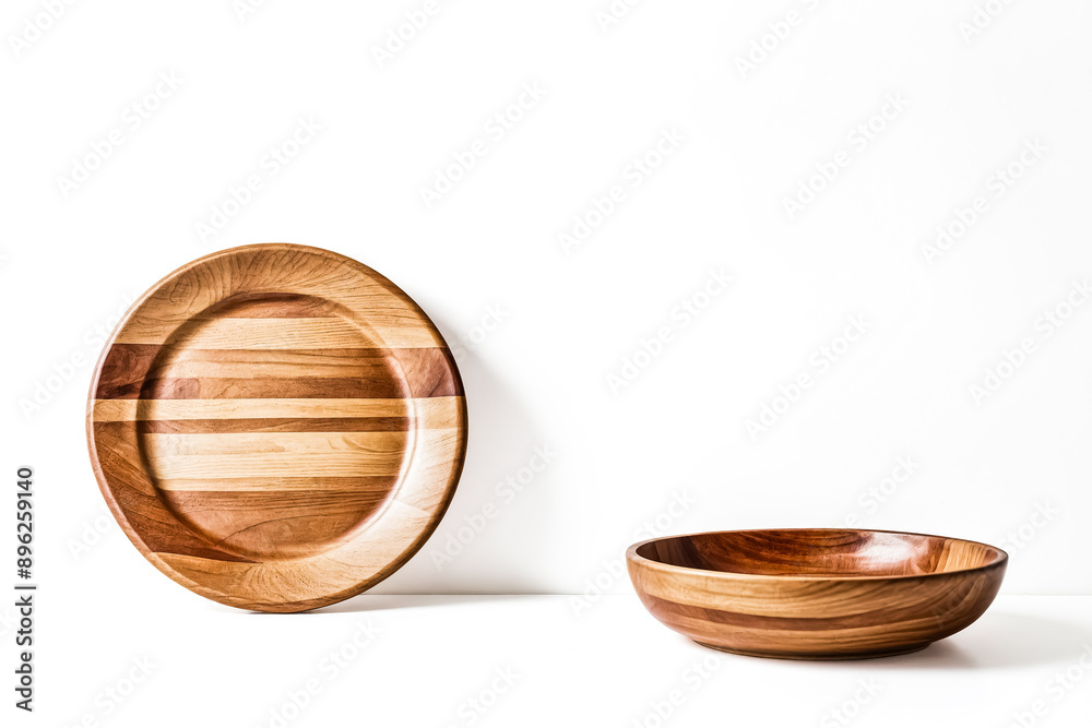 Wooden bowls on white background Wooden bowls on white background