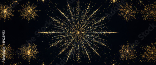 Night sky covered in fireworks of unachievable star pattern