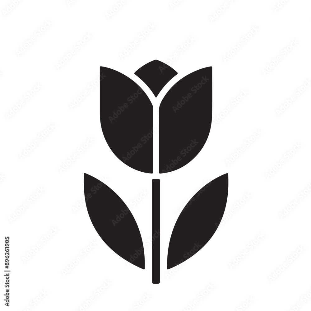 tulip flower silhouette - flat design icon with a white background tulip flower silhouette - flat design icon with a white background