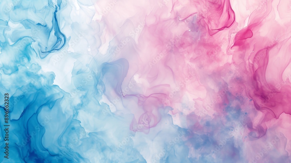 Abstract watercolor painting with fluid blue and pink hues blending together seamlessly Abstract watercolor painting with fluid blue and pink hues blending together seamlessly