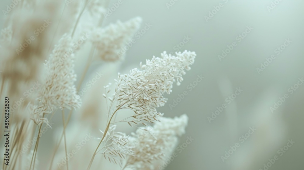 Naklejka premium Close-up shot of a delicate white grass flower with a soft focus