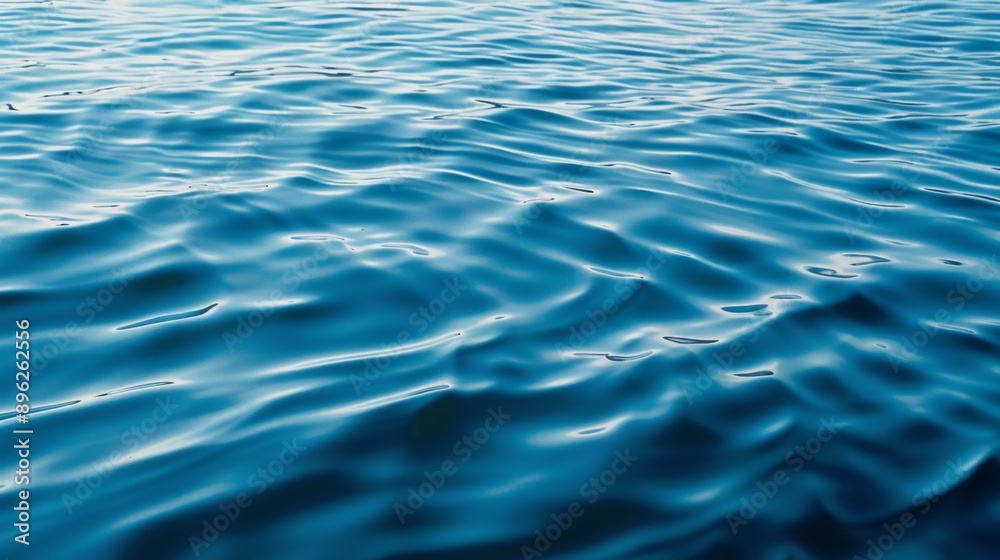 Fototapeta premium Calm blue sea water, focusing on its texture and gentle ripples