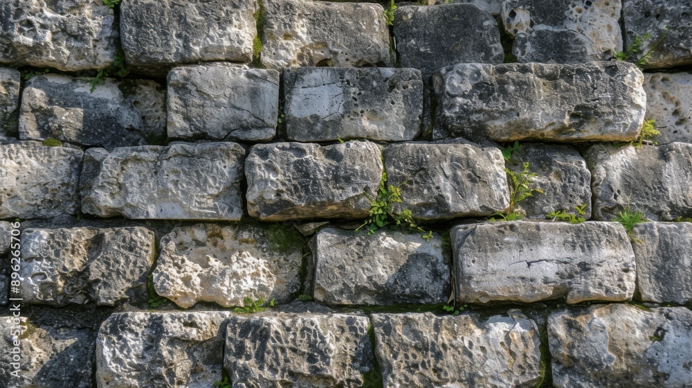 Detailed close-up of ancient stone masonry, showing intricate patterns and textures Detailed close-up of ancient stone masonry, showing intricate patterns and textures