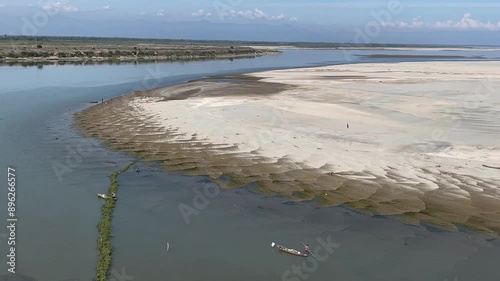 Brahmaputra River | Rivers of Northeast India | Brahmaputra river water | Brahmaputra River Basin | river bed | river bank | River sand and blue water photo