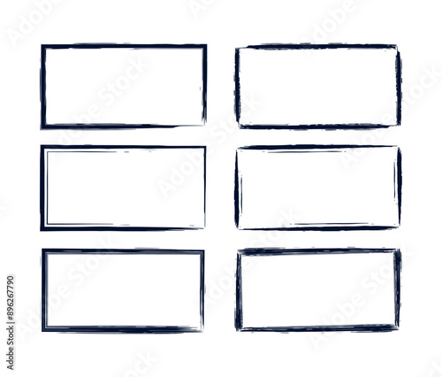 Wallpaper Mural Hand drawn rectangular frames set. Dry brush texture textboxes. Torontodigital.ca