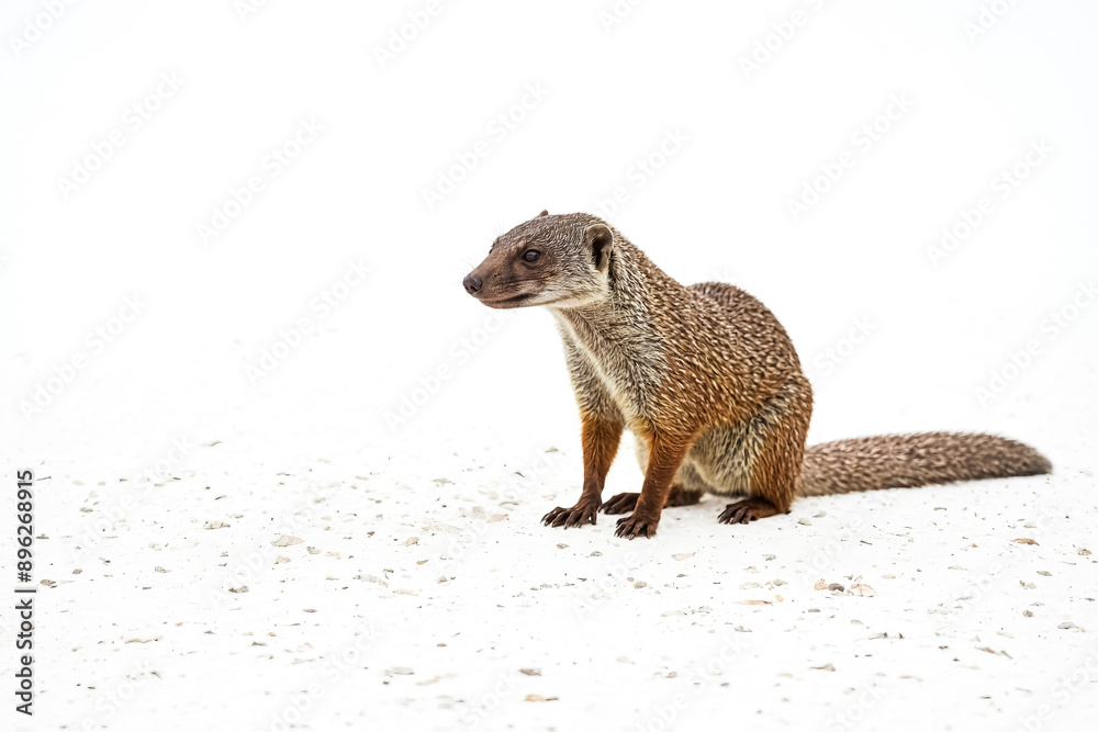 Slender Mongoose on White Sand Slender Mongoose on White Sand