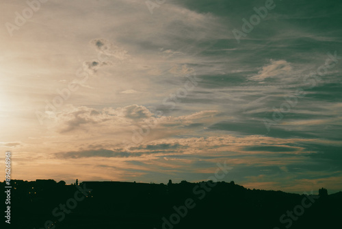 cloudy sunset sky in summer time