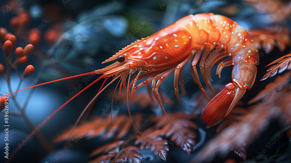 A promotional photo of a shrimp. A promotional photo of a shrimp.