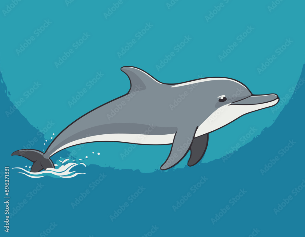 Fototapeta premium Friendly smiling dolphin stock illustration