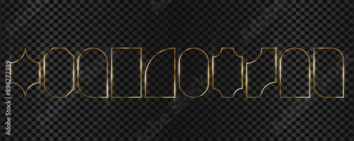 Printgold frame, set of thin liner gold frames, boho, islamic, thin line, editable, elegant with glitter, geometric, gold background, frame vector, gold vector, frame set, luxury