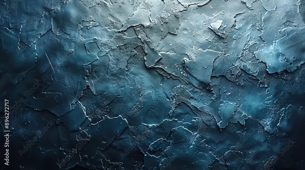 Close-up of blue and white abstract painting on black canvas with white and blue highlights Close-up of blue and white abstract painting on black canvas with white and blue highlights