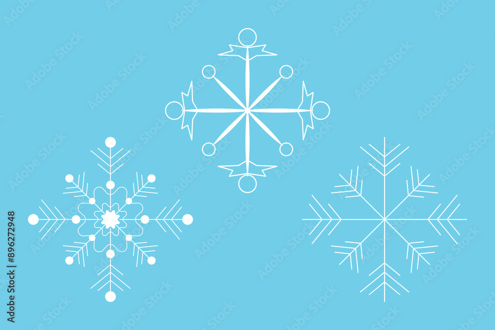 Fototapeta premium Set white lace snowflakes Intricately Detailed Vector Illustration Perfect for Winter themed Imagery Captivating Masterfully сrafted Snow Design for projects December holidays concept elements Joy