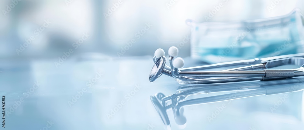 A minimally invasive procedure in progress with specialized instruments, banner, with copy space A minimally invasive procedure in progress with specialized instruments, banner, with copy space