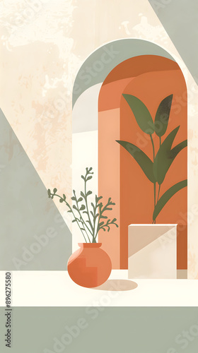 Artistic flat color background illustration