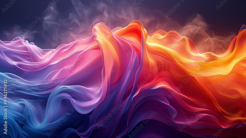 Fototapeta premium Colorful abstract waves with smoky texture