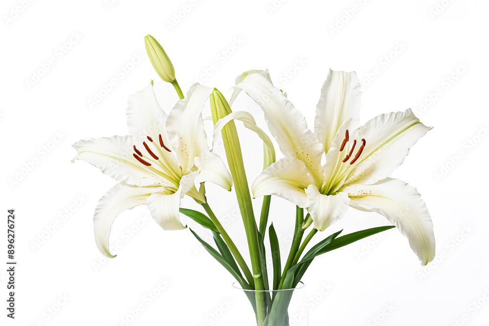 Fototapeta premium White Lilies in a Glass Vase