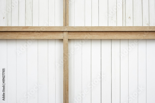 White Wooden Wall with Horizontal and Vertical Beams