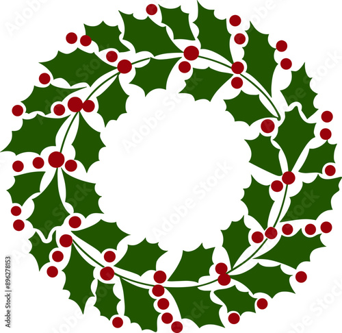 christmas wreath with holly berries