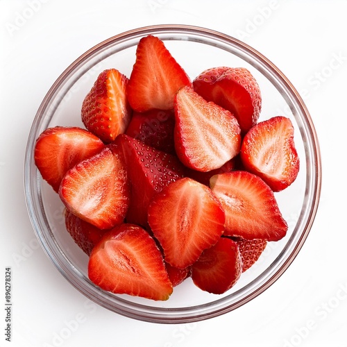 Obraz na płótnie halved strawberries in a bowl w salonie
