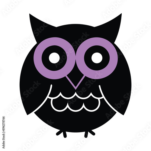 Halloween owl with hat silhouette vector illustration. photo