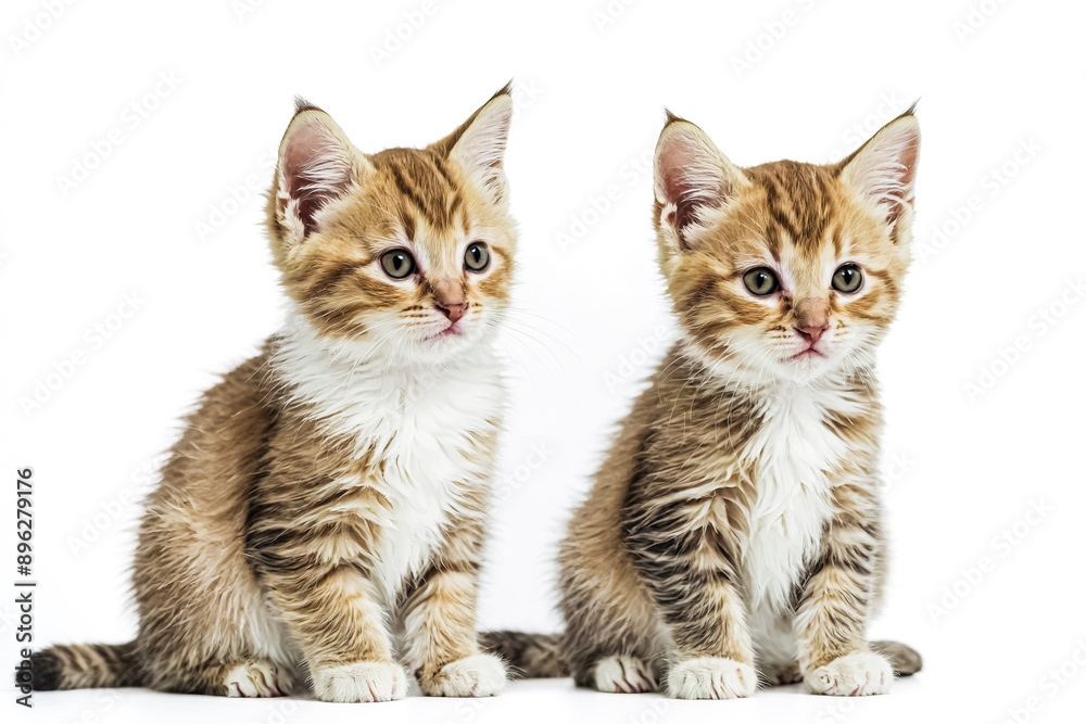 Two Adorable Kittens Sitting Side by Side Two Adorable Kittens Sitting Side by Side