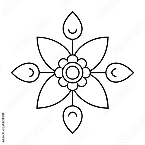 Pattern ornament element flower Russian folk style illustration.