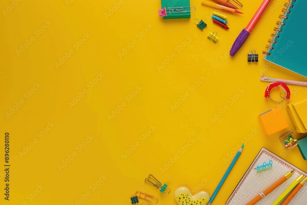 School Supplies on a Yellow Background School Supplies on a Yellow Background