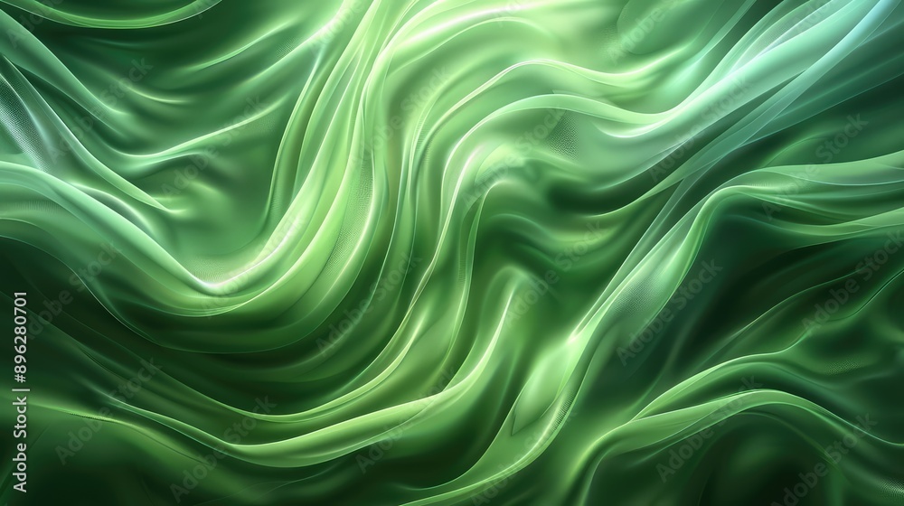 Green silky wave background. Ai generation. Green silky wave background. Ai generation.
