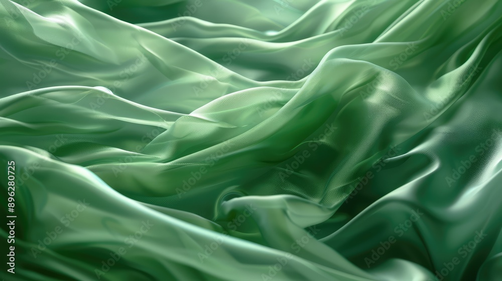 Green silky wave background. Ai generation. Green silky wave background. Ai generation.