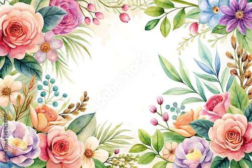 Trendy Mother's Day card, banner, poster, flyer, label or cover with flowers frame, abstract floral pattern in mid century art style. Spring summer bright abstract floral design template for ads promo