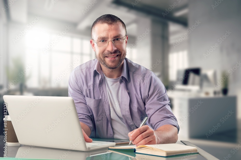 Portrait of mature business man trader in office Portrait of mature business man trader in office