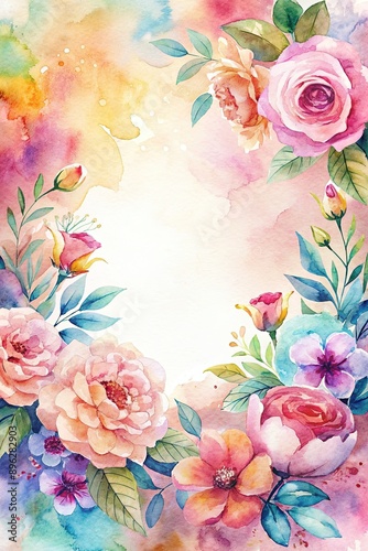 Trendy Mother's Day card, banner, poster, flyer, label or cover with flowers frame, abstract floral pattern in mid century art style. Spring summer bright abstract floral design template for ads promo