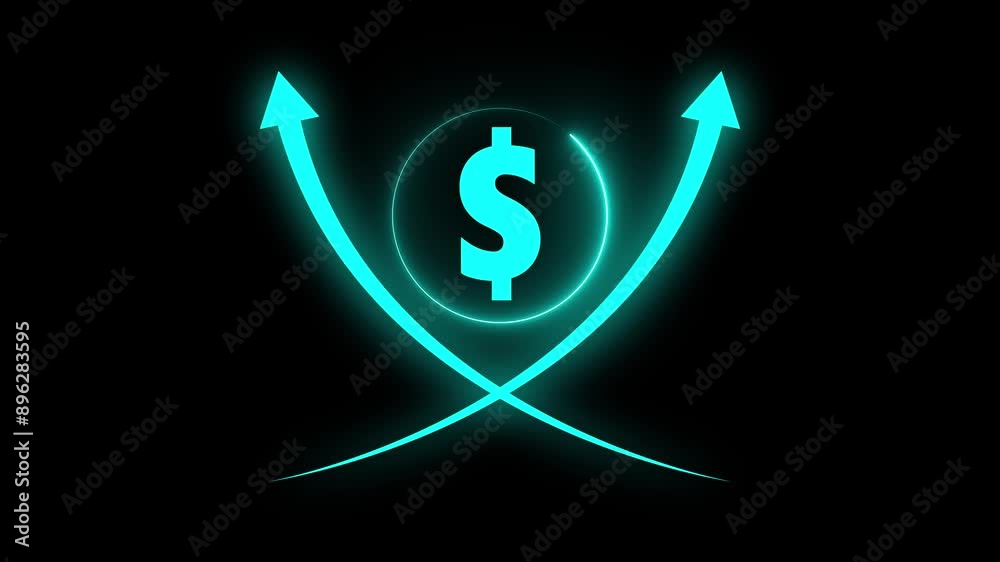 Dollar icon circle with rising arrow transparent channel. arrow direction, down to up arrow. Dollar icon circle with rising arrow transparent channel. arrow direction, down to up arrow.