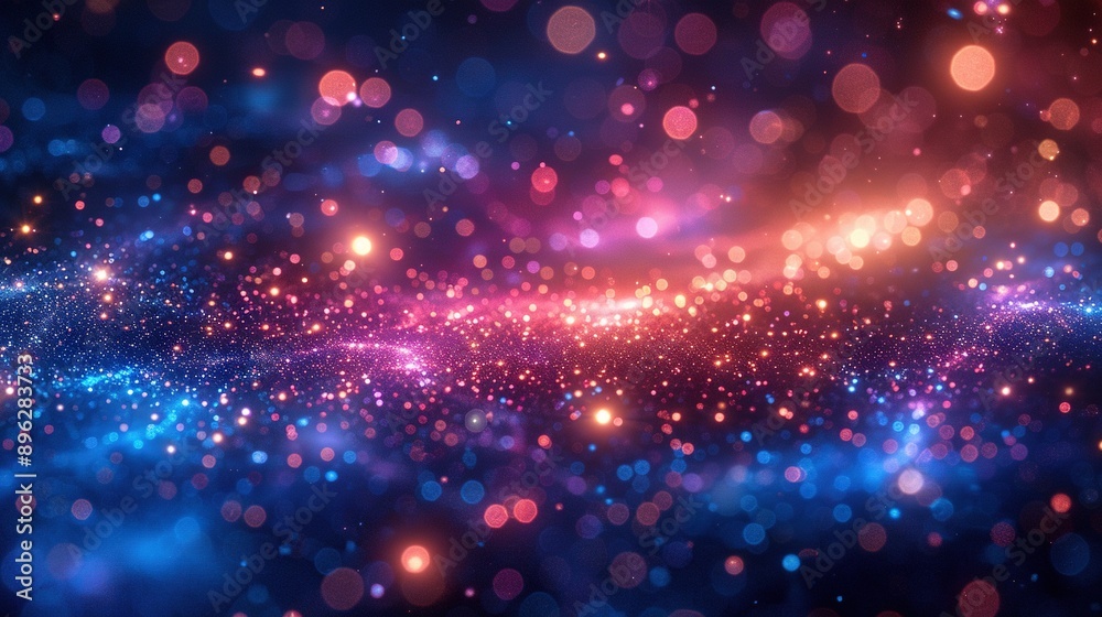 A sharp image of a vibrant blue and pink background featuring numerous small lights arranged in the center A sharp image of a vibrant blue and pink background featuring numerous small lights arranged in the center
