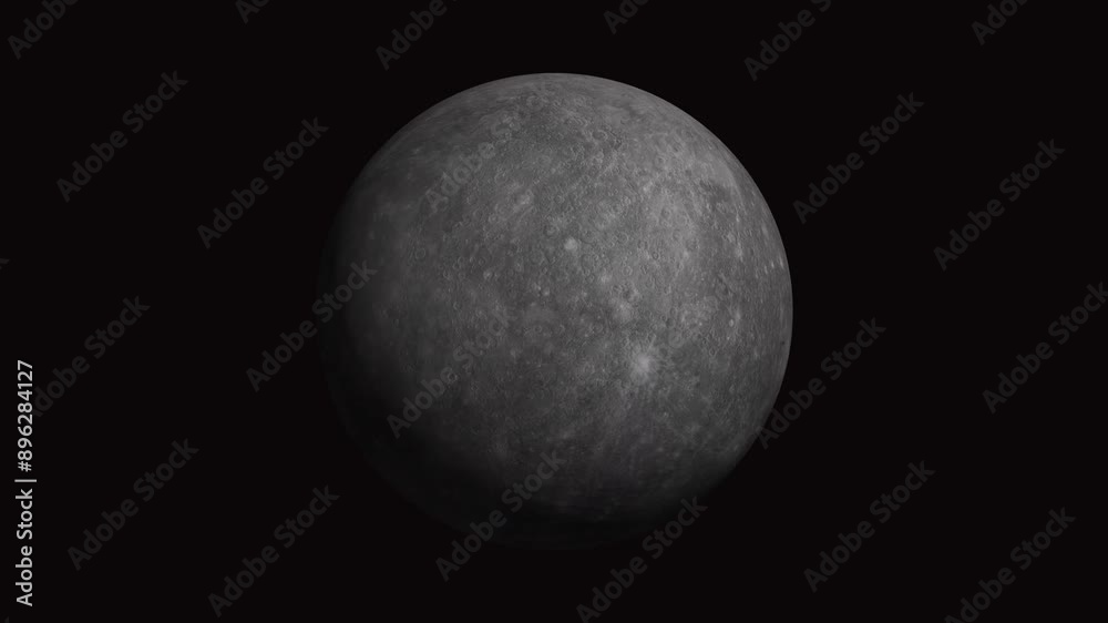 3d Mercury planet. Spinning planet Mercury in space 4k background. 3d Mercury planet. Spinning planet Mercury in space 4k background.