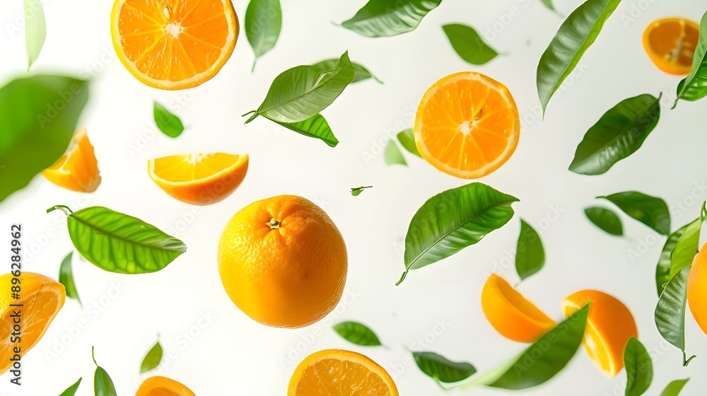 Fresh and vibrant arrangement of oranges and pineapples on a clean white background, perfect for healthy lifestyle themes. Fresh and vibrant arrangement of oranges and pineapples on a clean white background, perfect for healthy lifestyle themes.