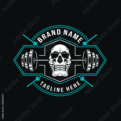 crossfit gym logo. skulls and barbells are perfect for fitness or gym workouts