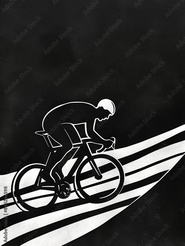 Obraz premium Silhouette of a Cyclist on a Road Bike