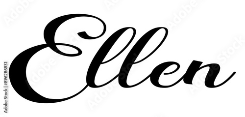 Ellen - colore nero - parola nome scritta con cuori - ideale per website, presentazioni, biglietti, banners, sweatshirt, stampe, cricut, silhouette, sublimazioni, etichette, adesivi	