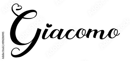 Giacomo - colore nero - parola nome scritta con cuori - ideale per website, presentazioni, biglietti, banners, sweatshirt, stampe, cricut, silhouette, sublimazioni, etichette, adesivi	