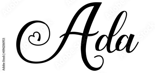Ada - colore nero - parola nome scritta con cuori - ideale per website, presentazioni, biglietti, banners, sweatshirt, stampe, cricut, silhouette, sublimazioni, etichette, adesivi	
