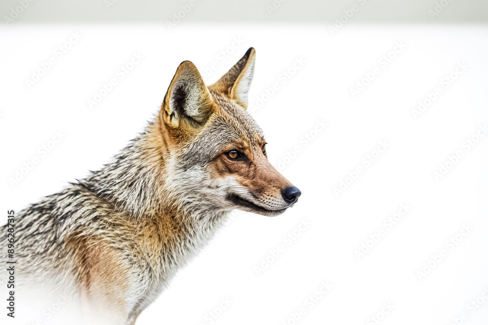 Fototapeta premium Coyote Close-Up with White Background