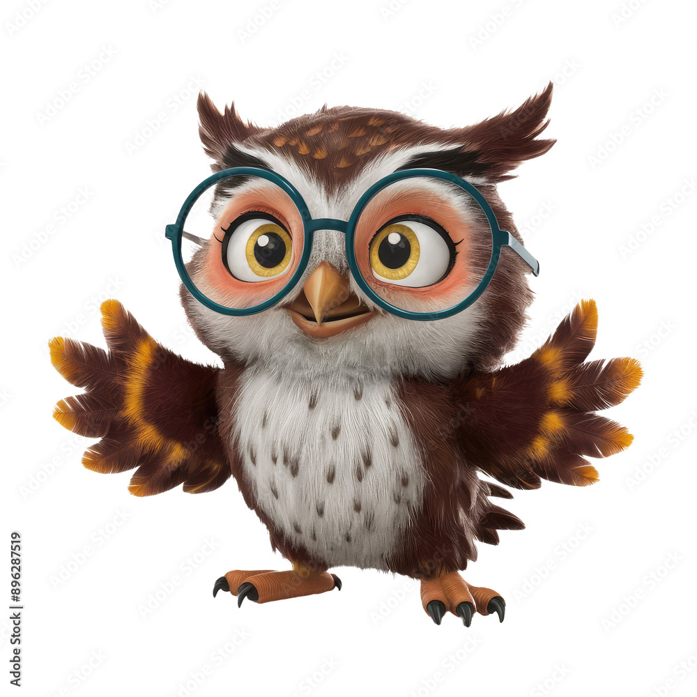 Naklejka premium Isolated PNG Cute Owl, GENERATIVE AI